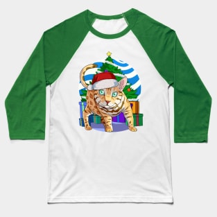 Bengal Cat Santa Christmas Gift Baseball T-Shirt